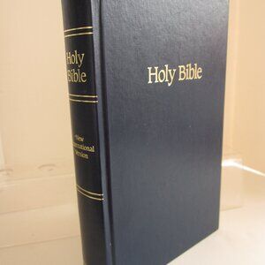 Holy Bible NIV 1970s - 1980s Version w Footnotes Navy Blue Hardcover Zondervan